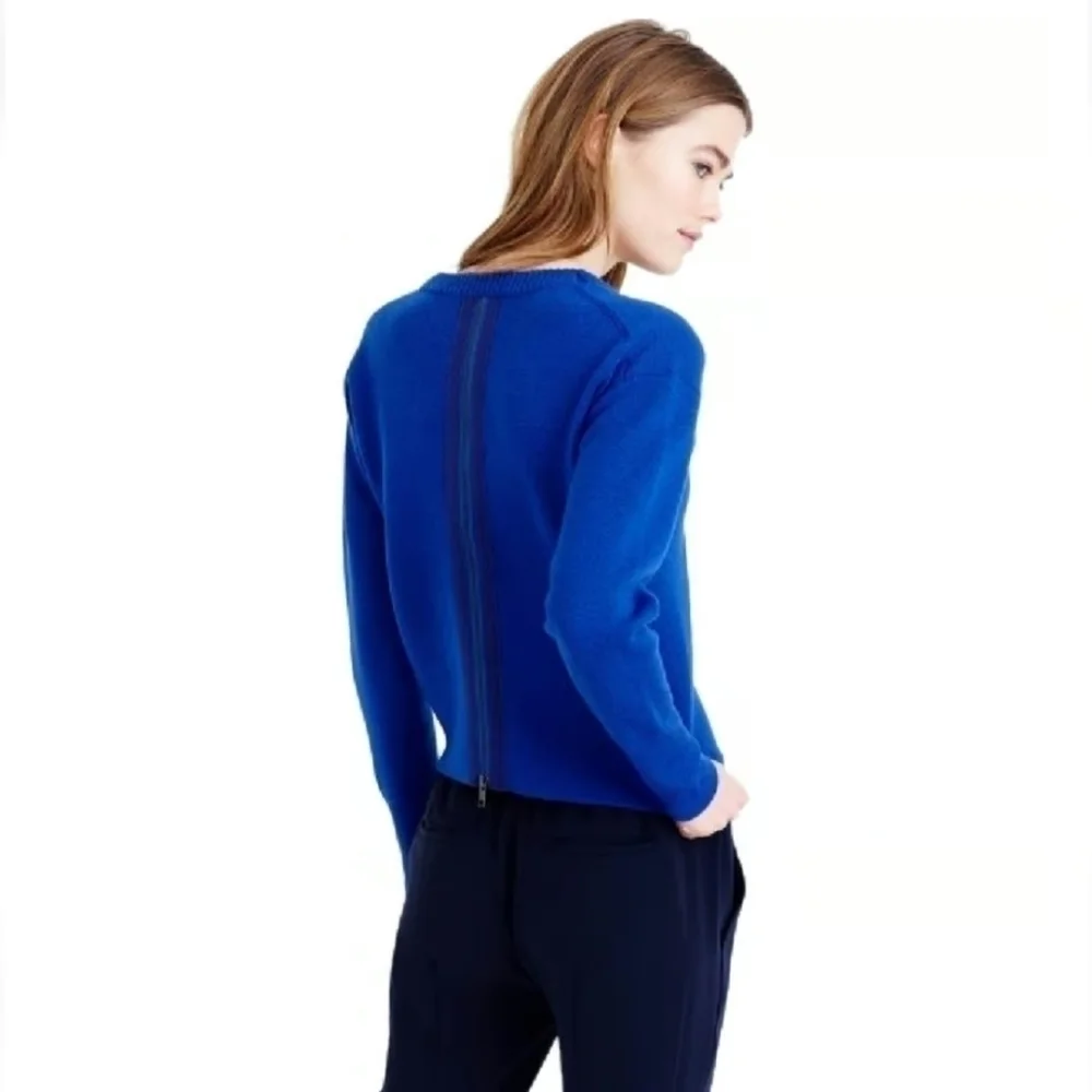 J.Crew Wool Back-Zip Dark Blue Sweater